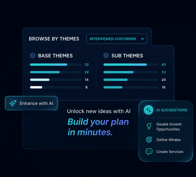 Business plan idea generation interface preview